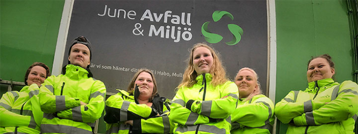 june-avfall-och-miljo-teleproffs-se Bilden visar chaufförer från June Avfall & Miljö